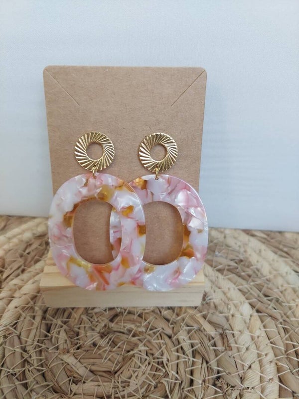 Oorbellen rvs geel roze goud