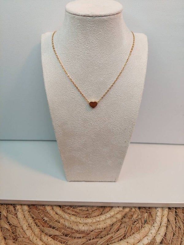 Ketting rvs goud met hartjes kraal