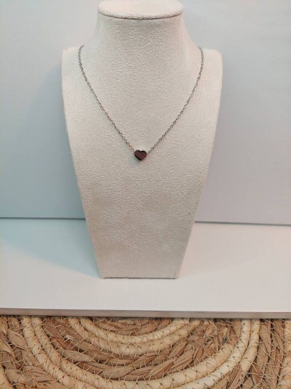 Ketting rvs zilver met hartjes kraal