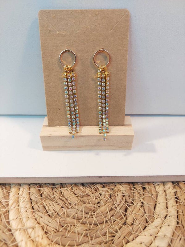 Strass oorbellen gold plated rond