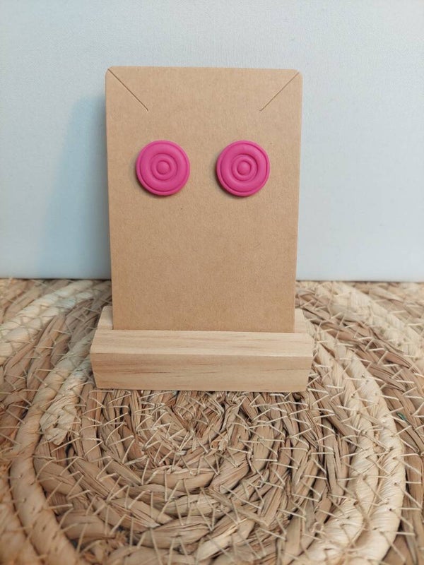 Klei oorbellen rvs roze