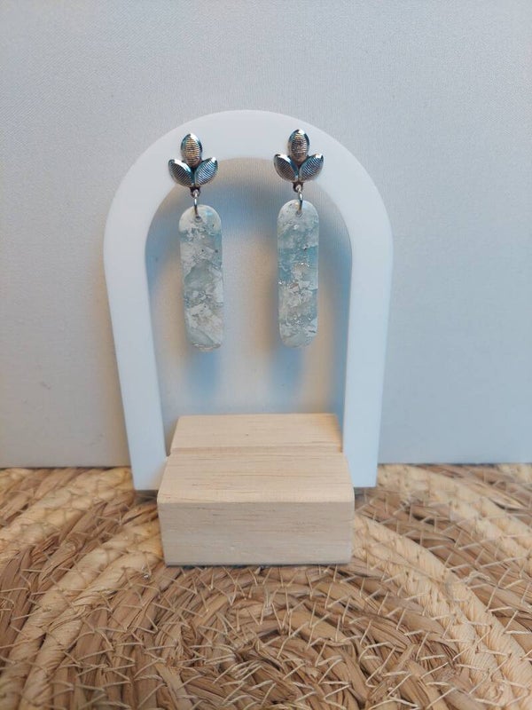 Oorbellen rvs klei blauw zilver