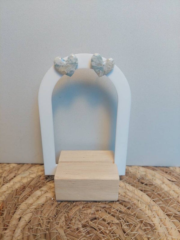 Oorbellen rvs klei blauw zilver