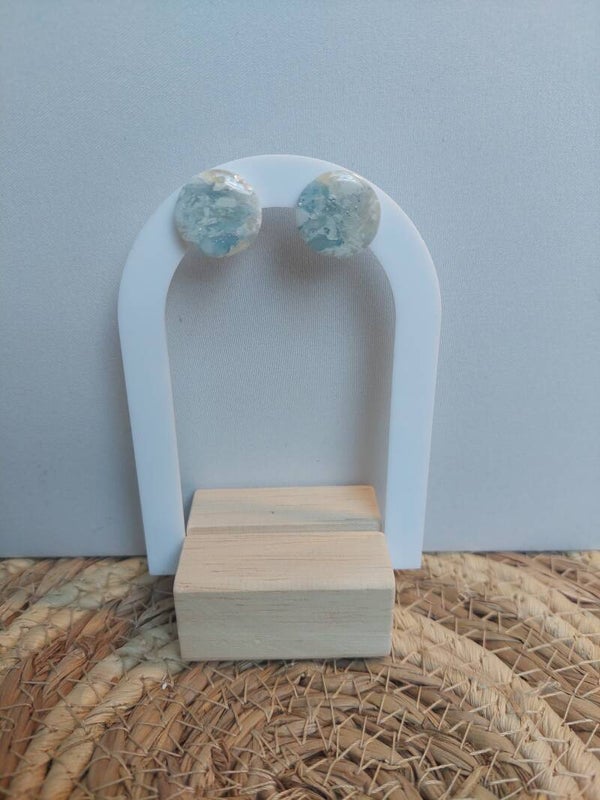 Oorbellen rvs klei blauw zilver