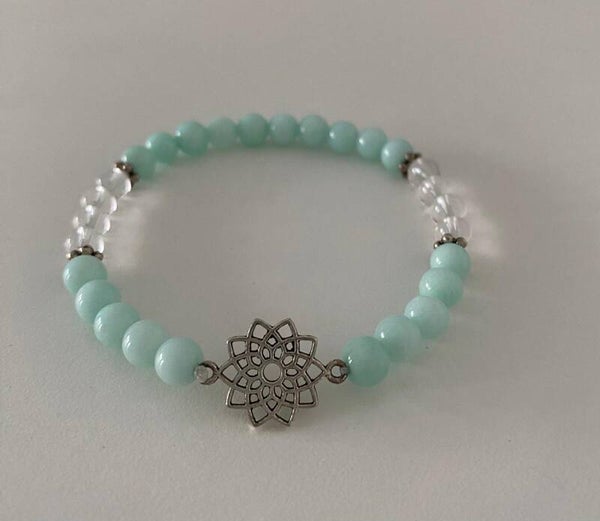 Blauwe Amazoniet Bergkristal Armband