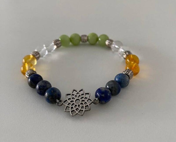 Lapis Lazuli Citrien Groene Jade Bergkristal Armband