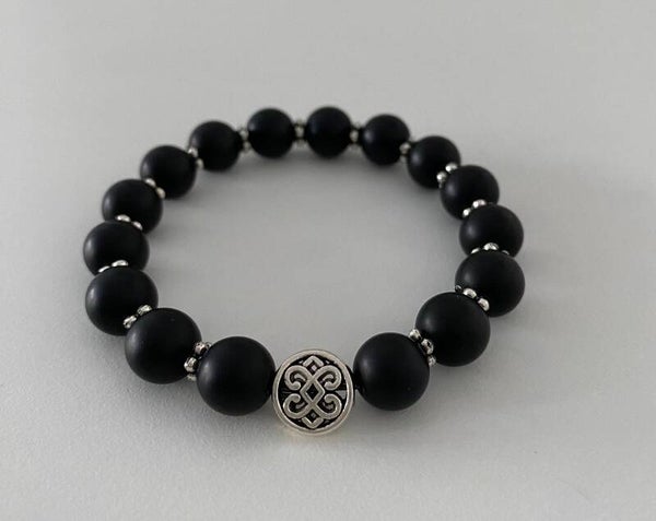 Mat Zwarte Agaat Armband