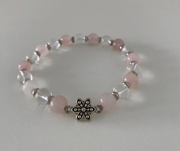 Rozenkwarts & Bergkristal Armband