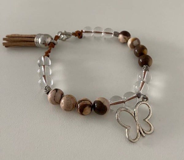 Zebra Jaspis & Bergkristal Armband