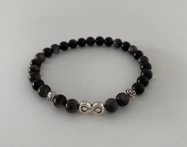 Zilver Obsidiaan Armband