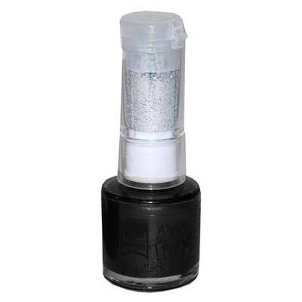 Vernis à ongles noir 8,5 ml avec paillettes argent
