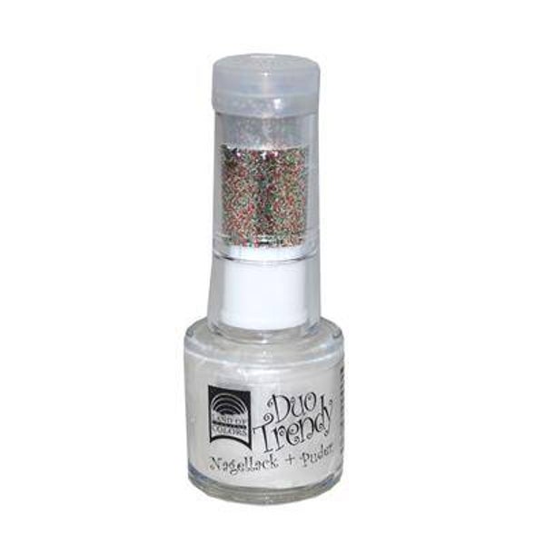 Vernis à ongles blanc avec paillettes multicouleur