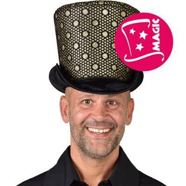 Chapeau haut de forme glitter or