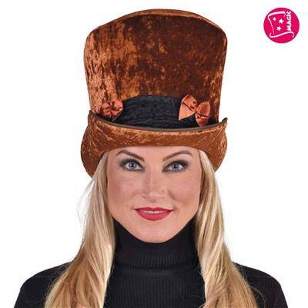 Chapeau haut de forme Burlesque brun
