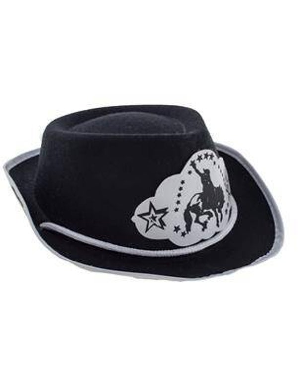 Chapeau de cowboy sherrif enfant bleu ruban argent