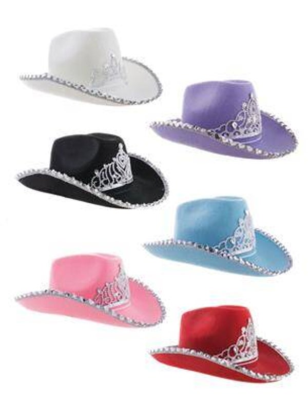 Chapeau cowgirl avec couronne 6 couleurs