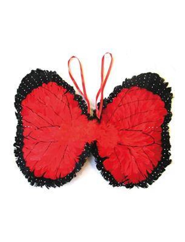 Ailes avec plumes rouge noir