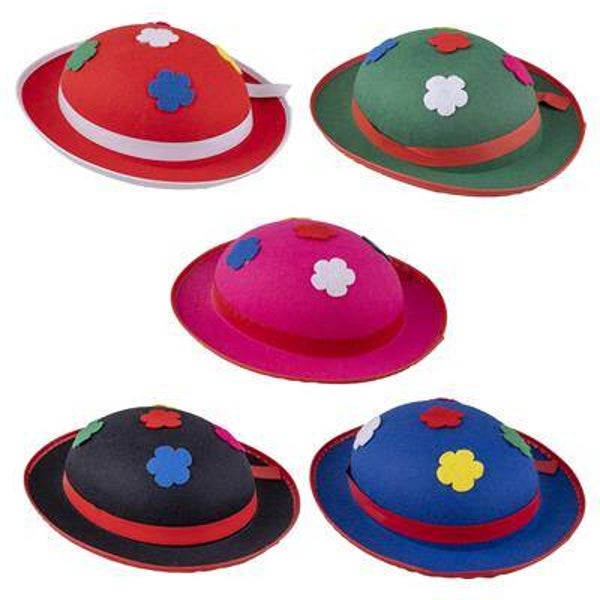 Chapeau melon clown 5 couleurs