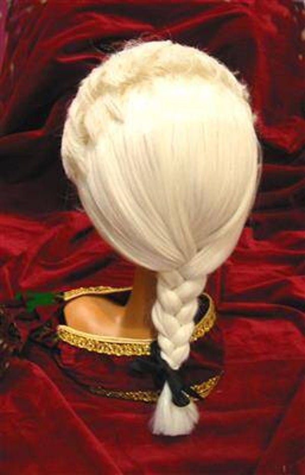 Perruque rococo avec tresse beige