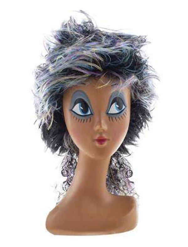 Perruque Firebird noir blanc mauve