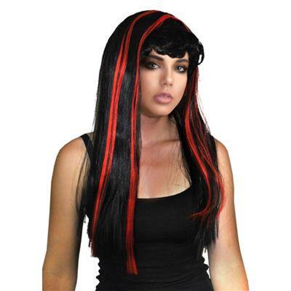 Perruque sorcière noir rouge