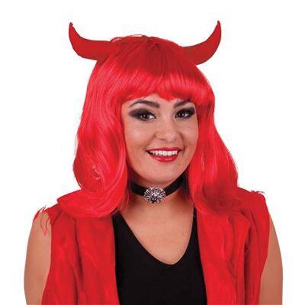 Perruque diable avec cornes rouge