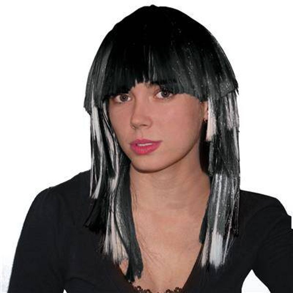 Perruque noire blanche