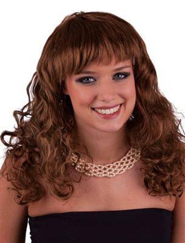 Perruque avec boucles marrons