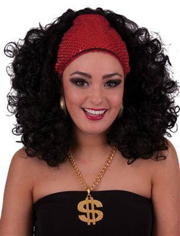 Perruque disco à paillettes diva noir