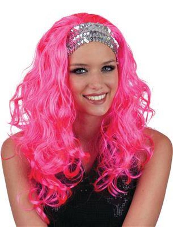 Perruque cheveux gogo rose argent