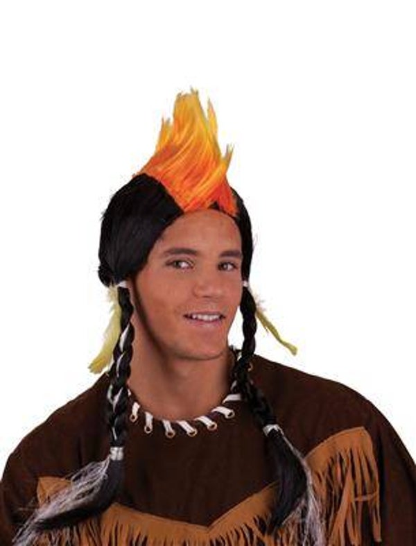 Perruque indienne avec tresses et peigne