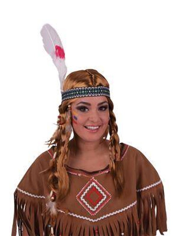 Perruque indienne blonde avec tresses