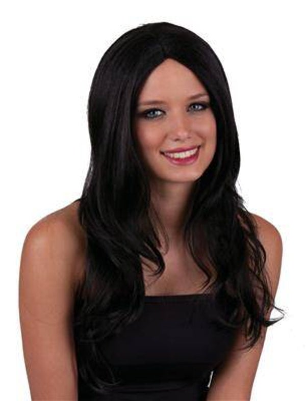 Perruque cheveux longs sexy look noir