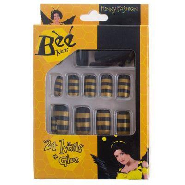 24 ongles motif abeille