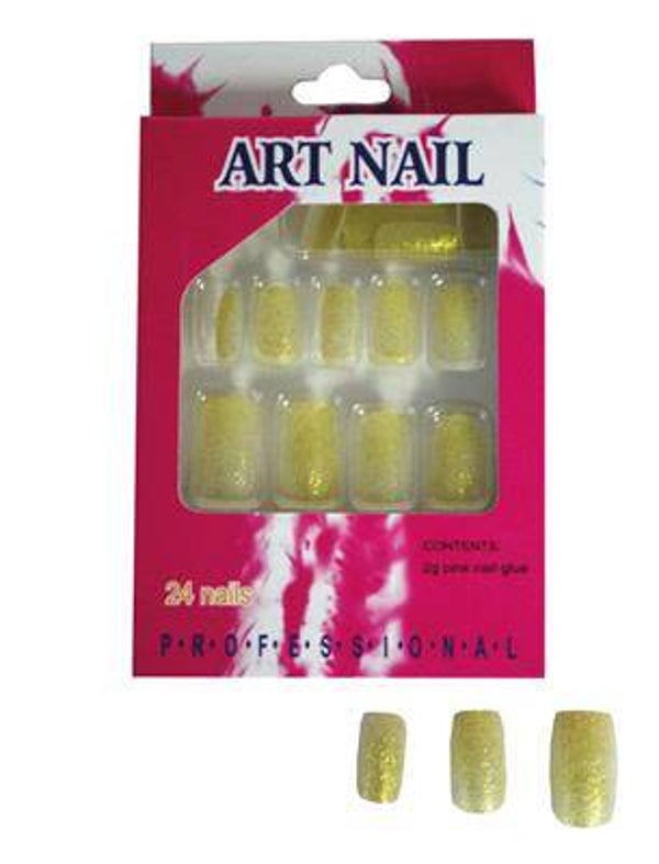 24 ongles paillettes doré