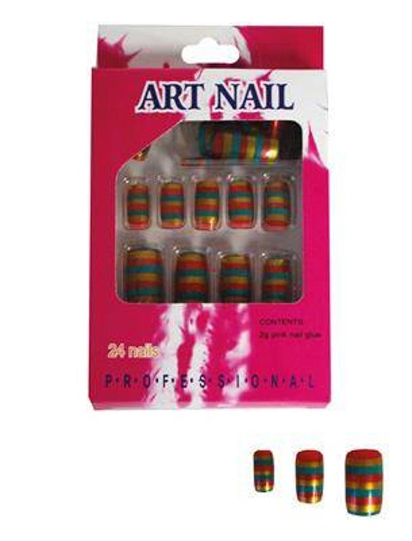 24 Ongles vert rouge jaune