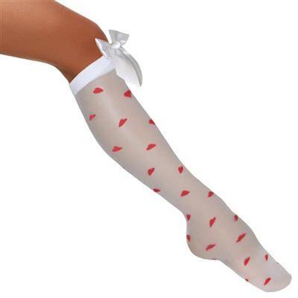 Bas valentin avec noeud blanc