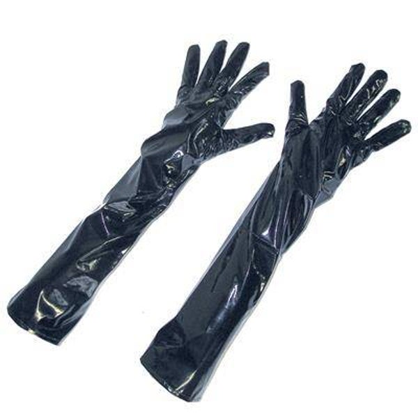 Gants laqués 50 cm noir