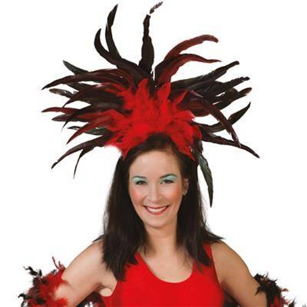 Diadème avec plumes rouges