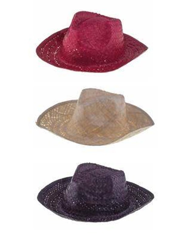 Chapeau cowboy en paille 3 couleurs