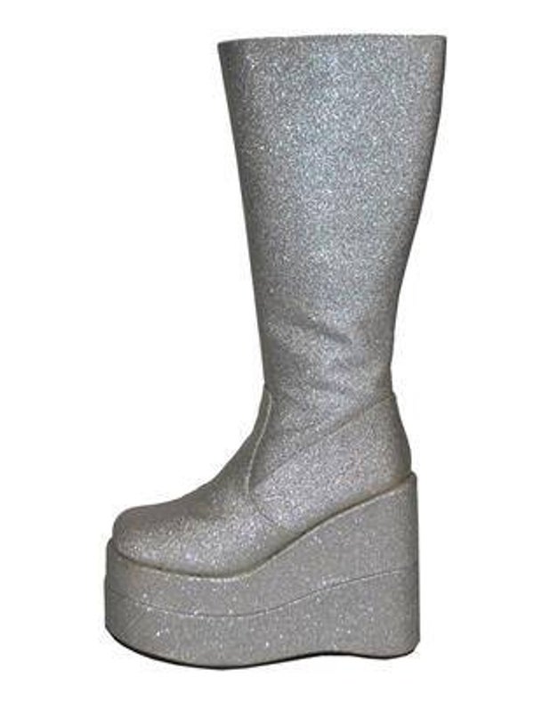 Bottes d'argent disco longues 4 tailles