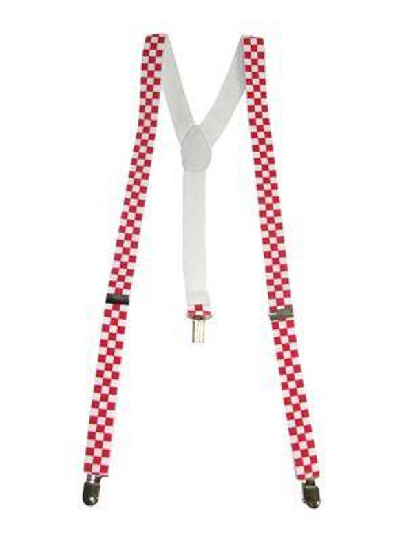 Bretelles élastique à carreaux rouge blanc