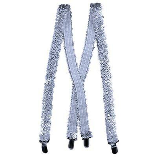 Bretelles avec paillettes argent