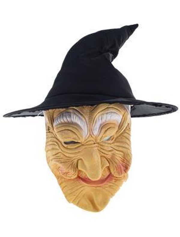 Masque sorcière avec chapeau et cheveux
