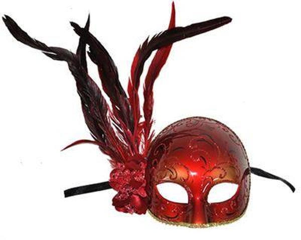 Loup vénitien avec des plumes