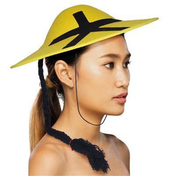 Chapeau chinois avec tresse