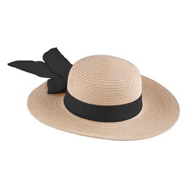 Chapeau de paille pour femme avec band noir