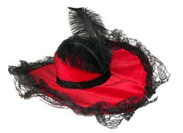 Chapeau luxe rouge avec plume