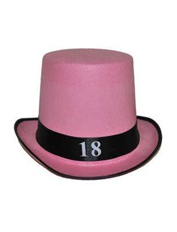 Chapeau haut de forme rose 18 ans