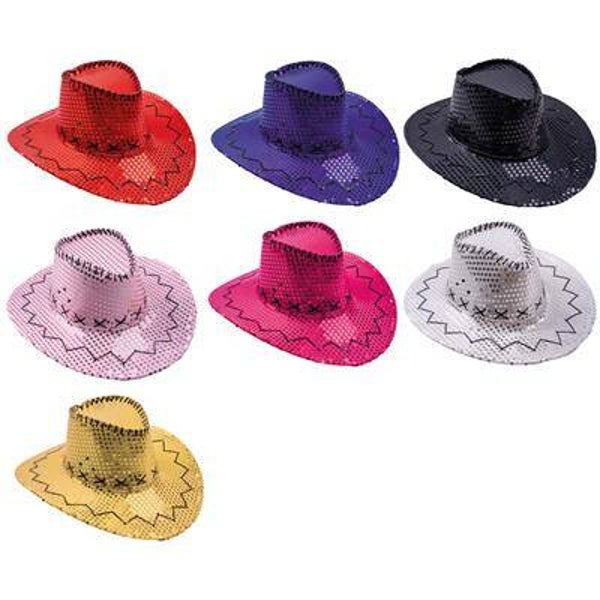 Chapeau cowboy avec paillettes 7 couleurs